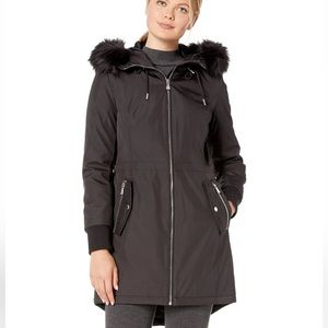 Calvin Klein Faux-Fur-Trim Hooded Anorak Coat
